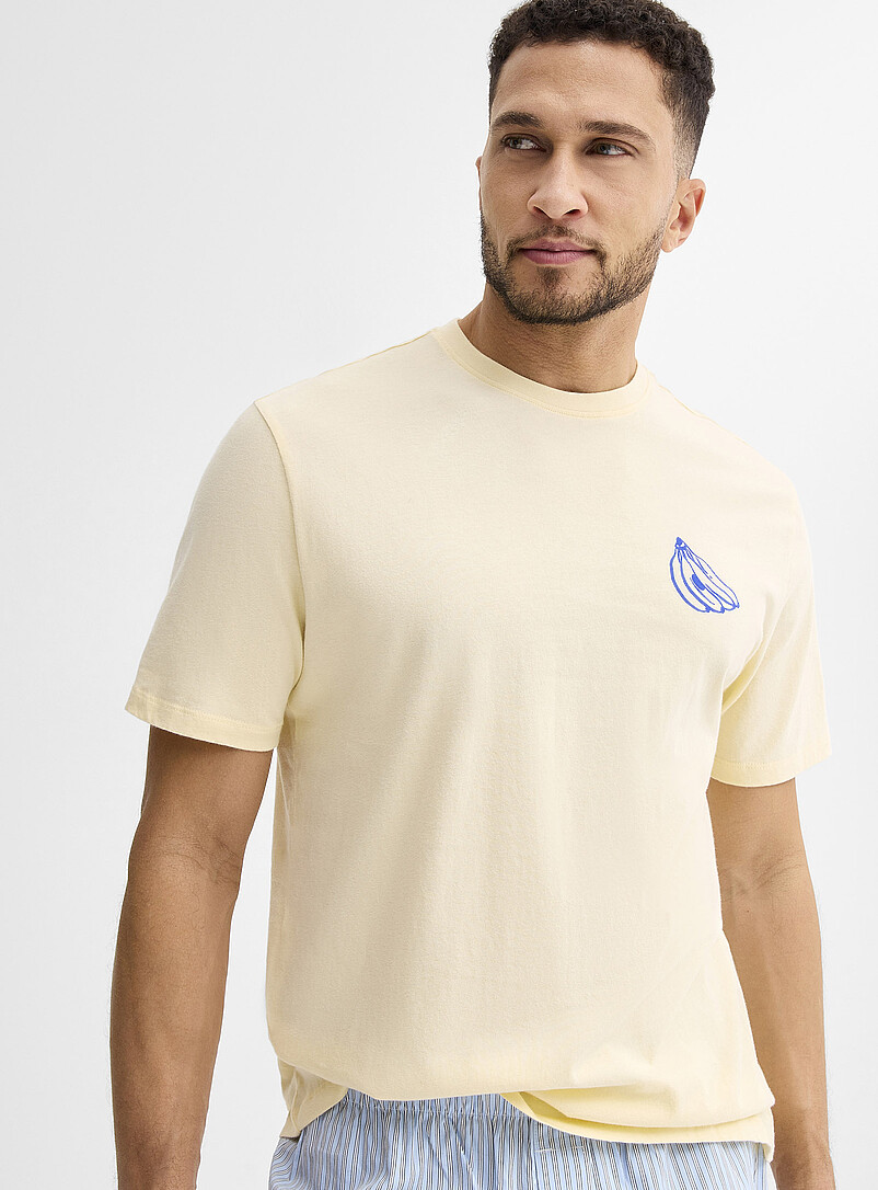 Le 31: Le t-shirt imprim&eacute; petit-d&eacute;jeuner Jaune &agrave; motifs pour homme