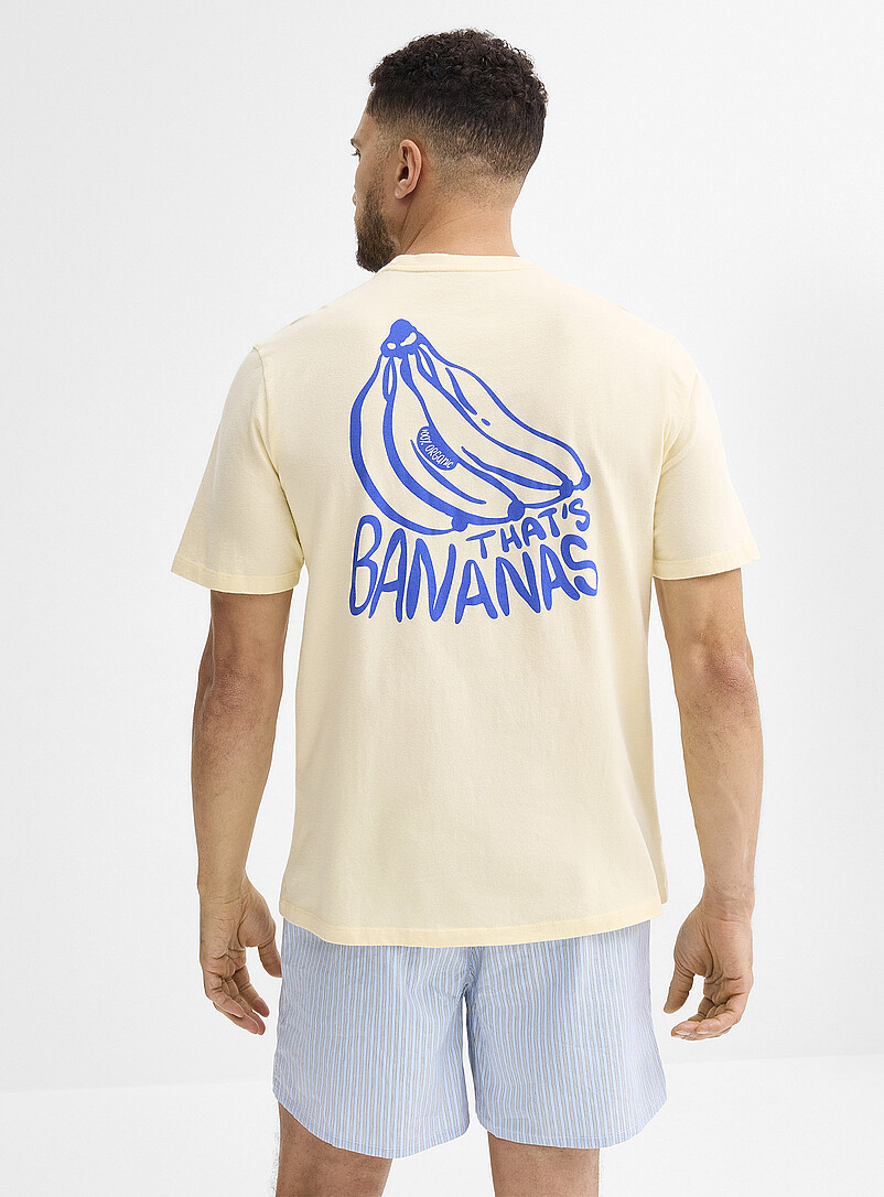 Le 31: Le t-shirt imprim&eacute; petit-d&eacute;jeuner Jaune &agrave; motifs pour homme
