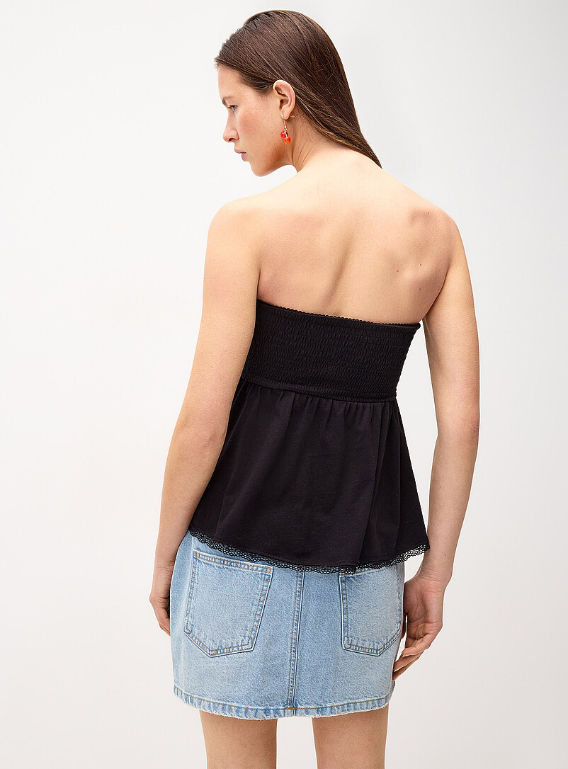 Twik: Le tube babydoll smock&eacute; Blanc pour femme