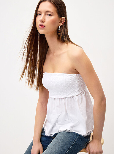 Smocked babydoll tube top