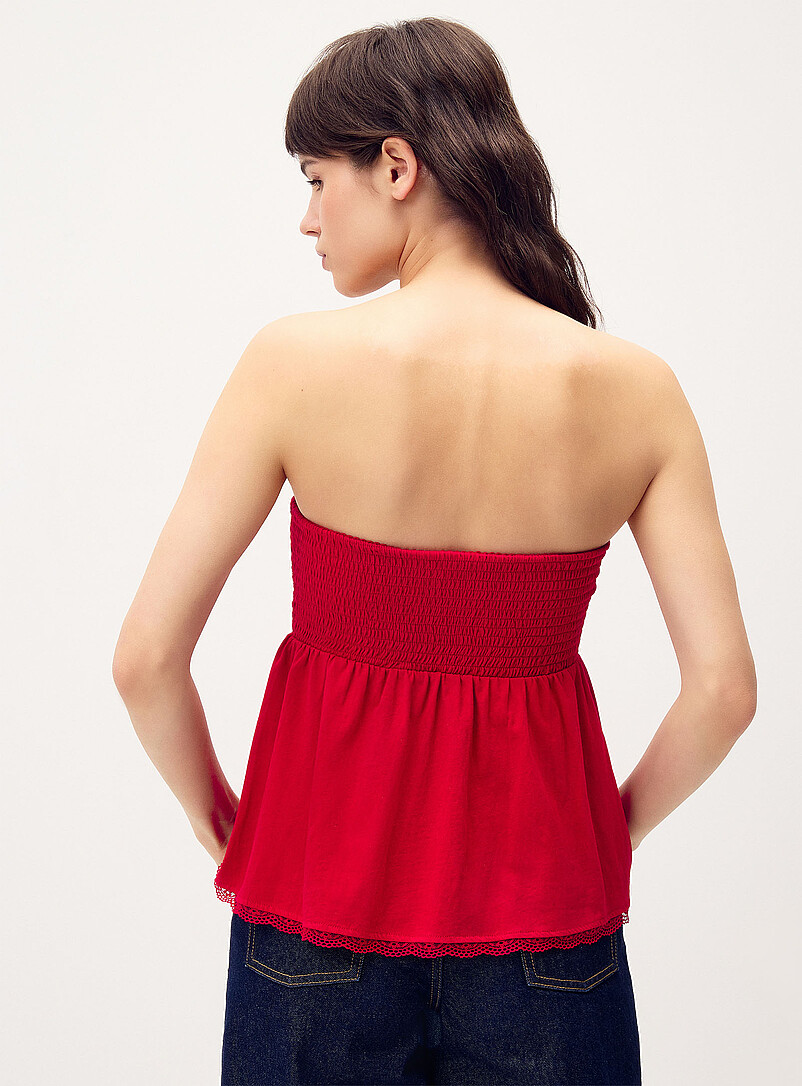 Twik: Le tube babydoll smock&eacute; Blanc pour femme