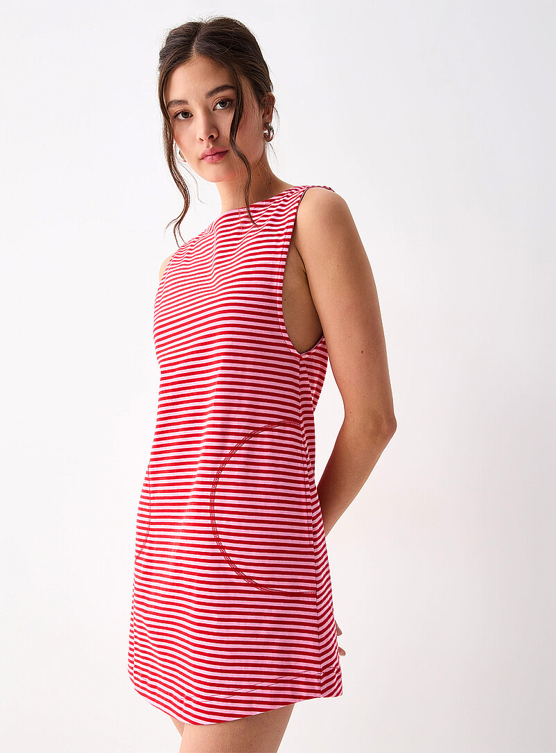Twik: La robe jersey ray&eacute; Bleu p&acirc;le - Bleu ciel pour femme