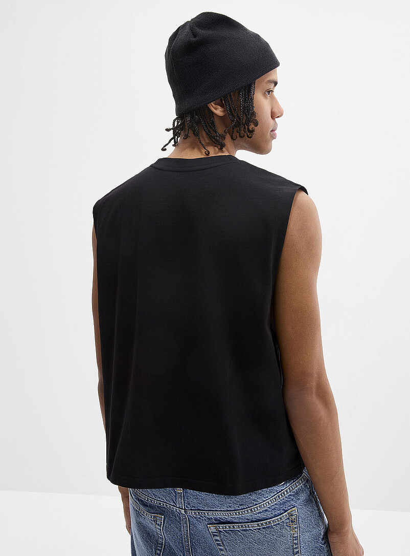 Djab Black Solid cropped tank DJAB 101 <b>Loose fit</b> for men
