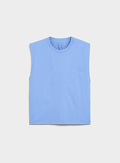 Djab Blue Solid cropped tank DJAB 101 <b>Loose fit</b> for men