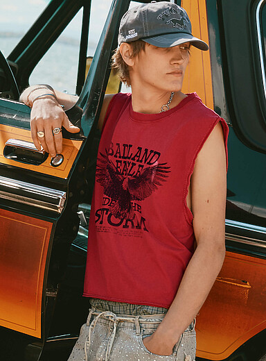 Faded graphic muscle tee <b>Oversized fit</b>
