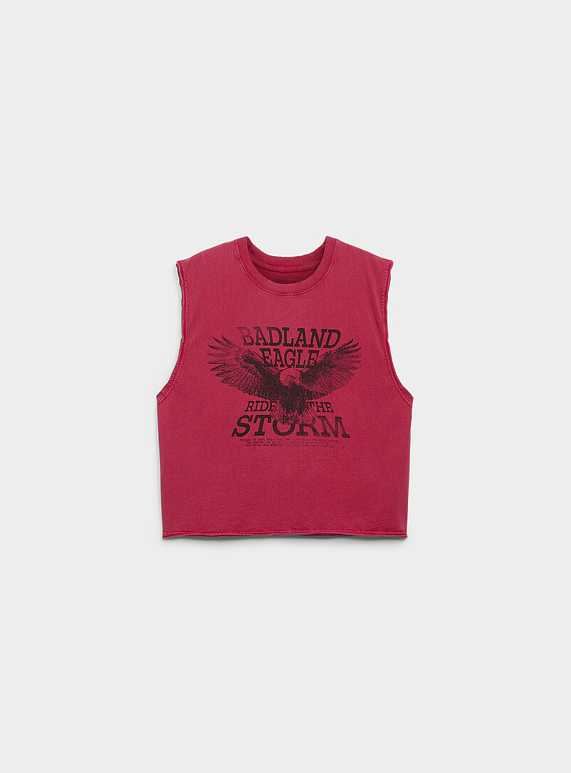 Djab: Le t-shirt sans manches graphique us&eacute; <b>Coupe ample</b> Western pour homme