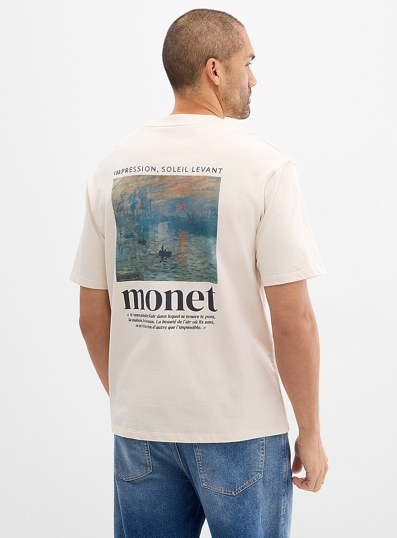 Le 31: Le t-shirt art impressionniste Coupe confort <b>Collection En hommage &agrave; Claude Monet</b> Ivoire - Beige cr&egrave;me pour homme