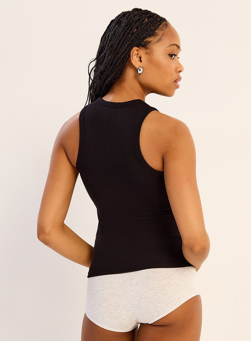 Miiyu Light Grey Ribbed crew-neck cami for women
