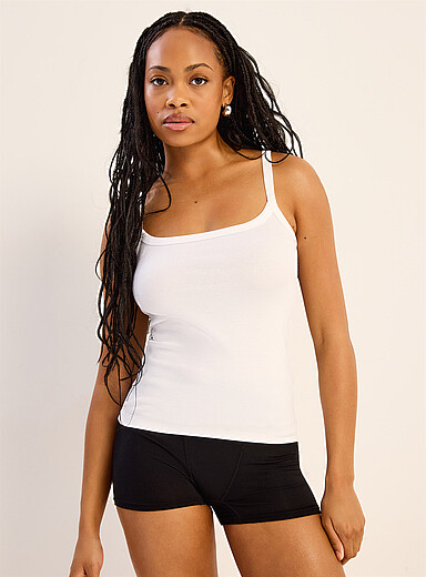 Thin straps ribbed scoop-neck cami