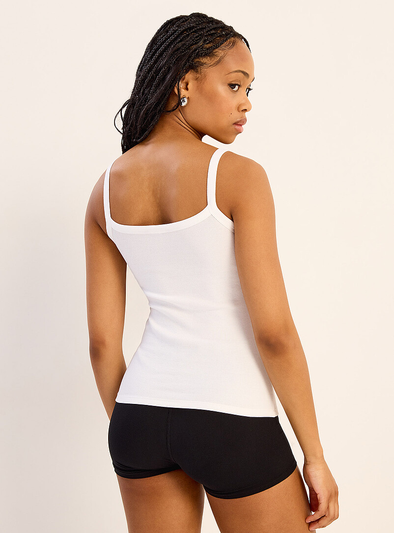Miiyu Black Thin straps ribbed scoop-neck cami for women