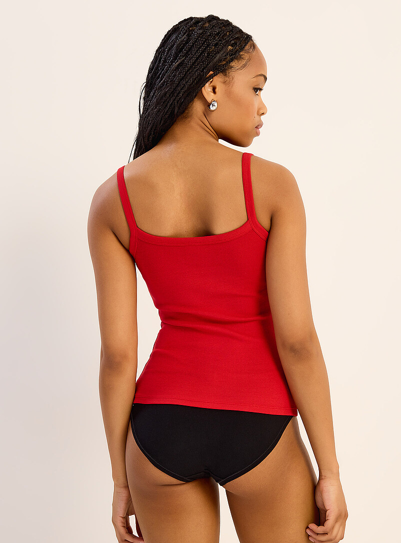 Miiyu Black Thin straps ribbed scoop-neck cami for women