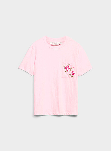 Le t-shirt flamm&eacute; poche brod&eacute;e pur coton bio