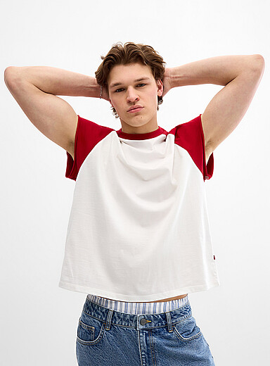 Djab Red Cap-sleeve baseball T-shirt for men
