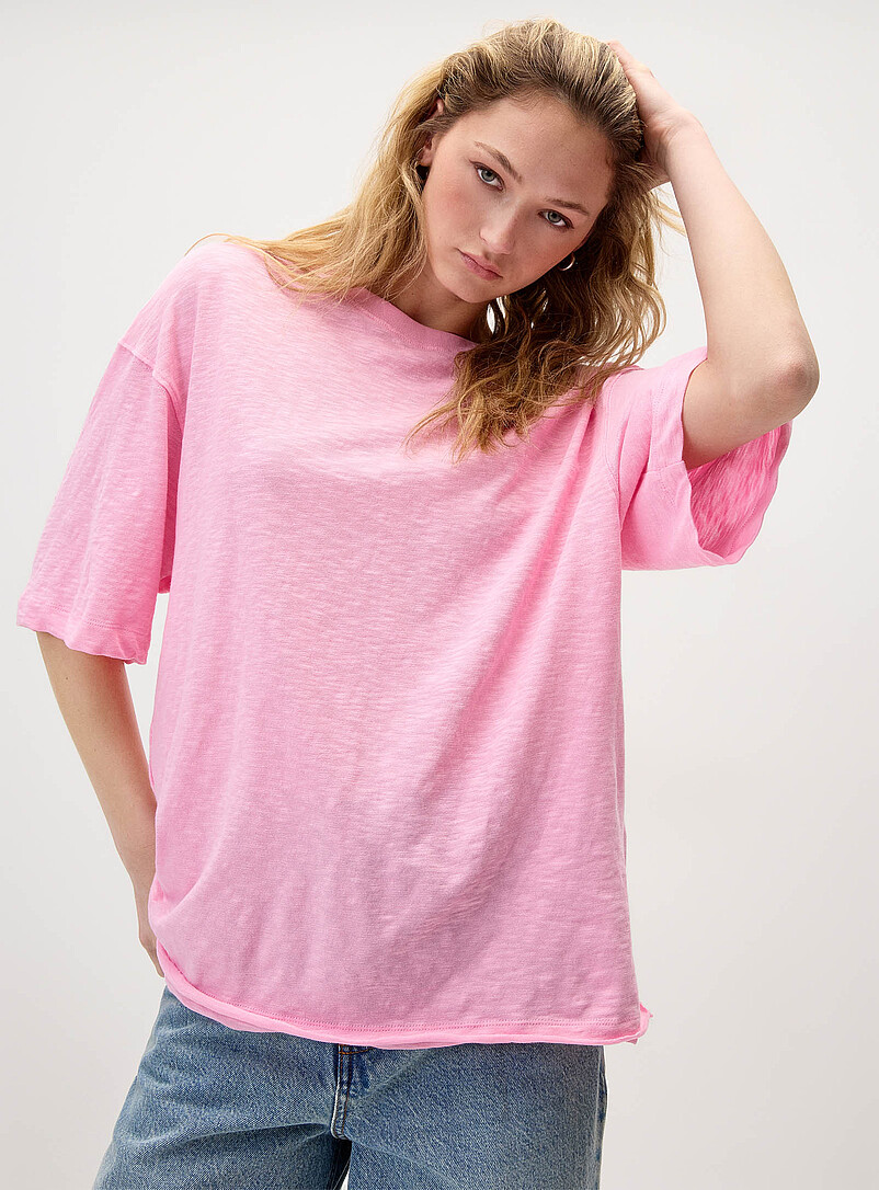 Twik Mint green Scissor-cut hem slub T-shirt for women