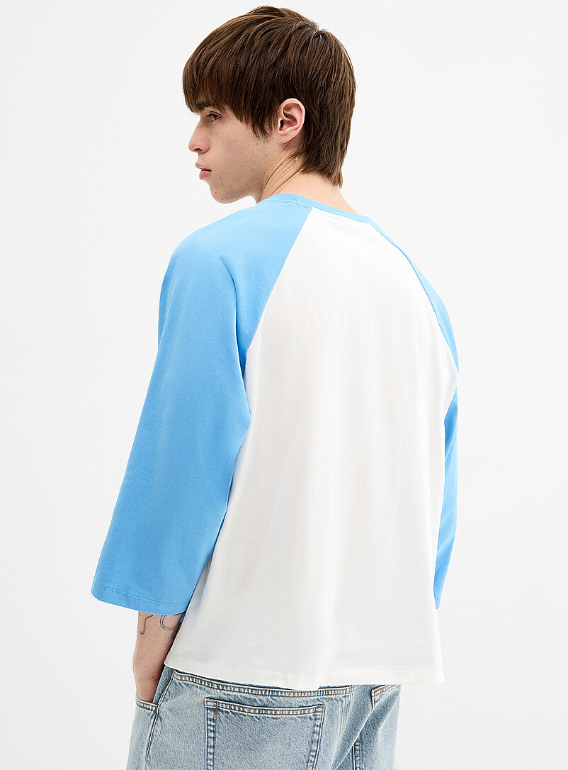 Djab: Le t-shirt raglan manches &frac34; bicolore <b>Coupe ample</b> Oxford pour homme