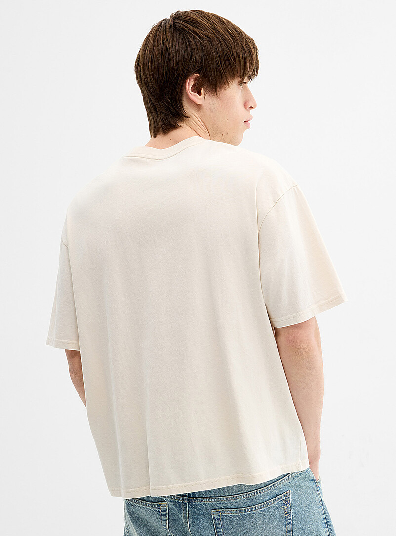 Djab Ivory/Cream Beige Peachskin washed crew-neck T-shirt DJAB 101 <b>Oversized fit</b> for men