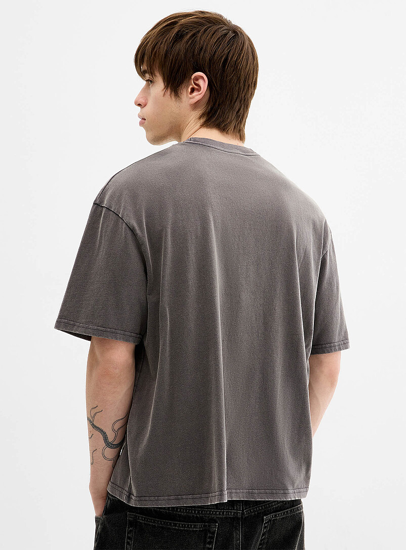 Djab Ivory/Cream Beige Peachskin washed crew-neck T-shirt DJAB 101 <b>Oversized fit</b> for men