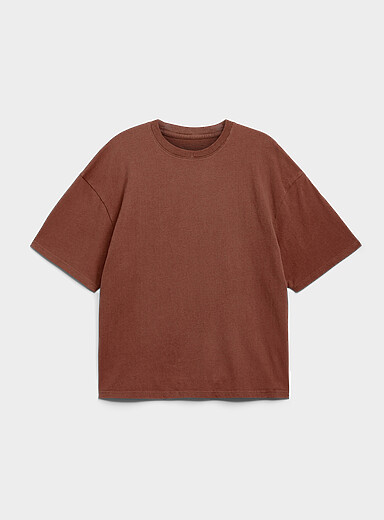 Le t-shirt col rond d&eacute;lav&eacute; peau de p&ecirc;che DJAB 101 <b>Coupe ample</b>