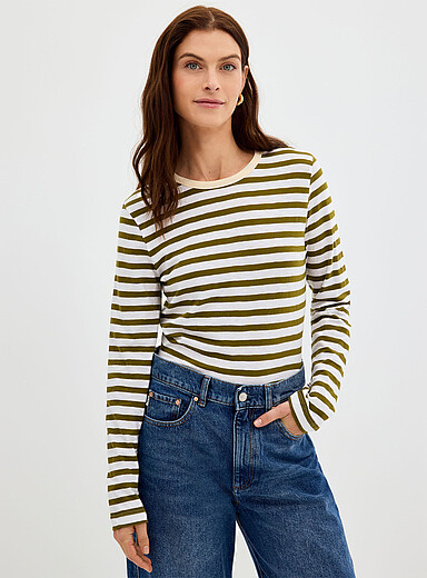 Striped pure organic cotton slub T-shirt