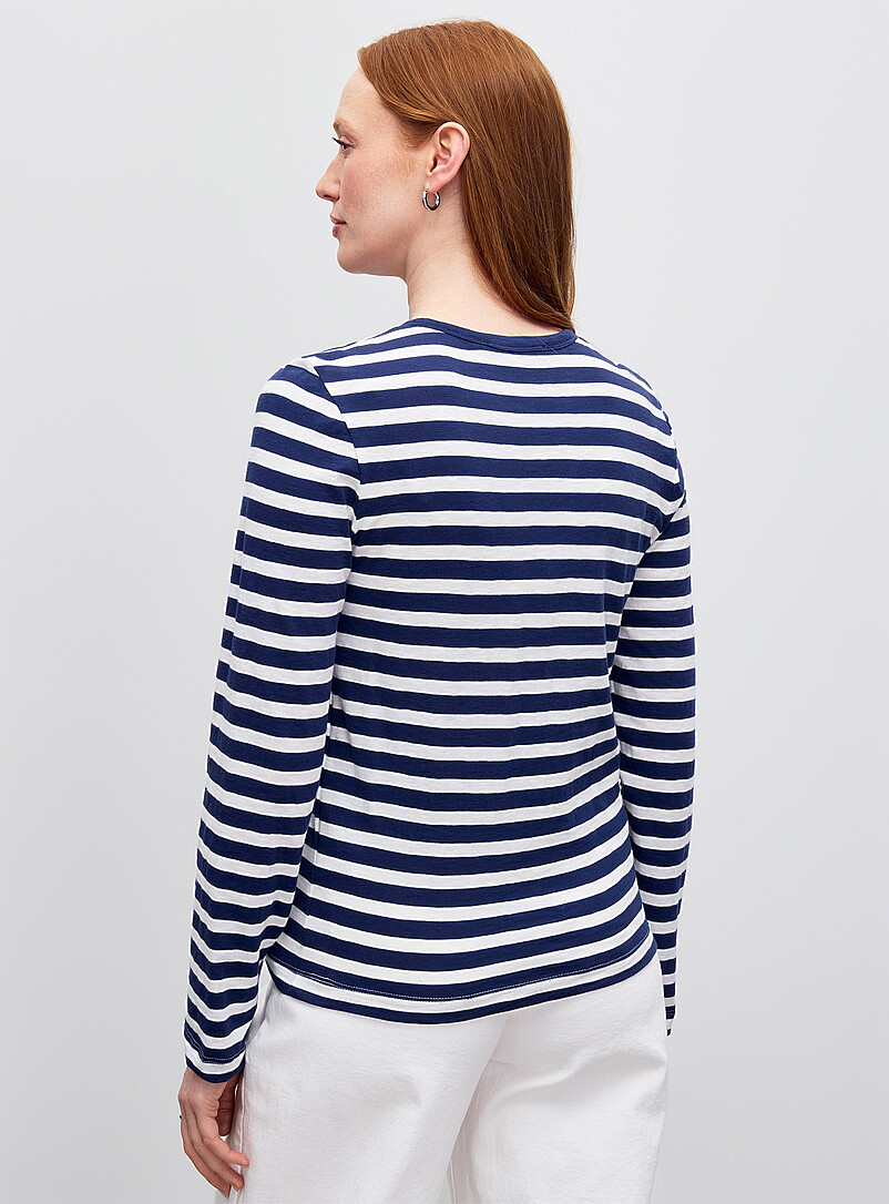 Contemporaine: Le t-shirt flamm&eacute; ray&eacute; pur coton bio Rouge framboise - Cerise pour femme