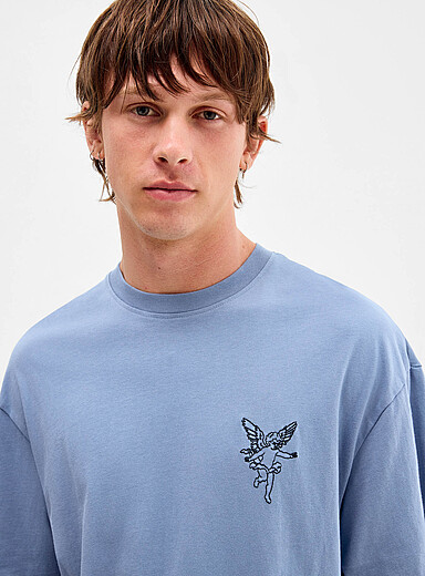 Djab: Le t-shirt ample broderie <b>Coupe ample</b> Ange pour homme