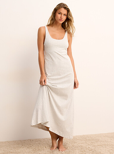 Miiyu Light Grey Built-in bra scoop neck nightgown for women