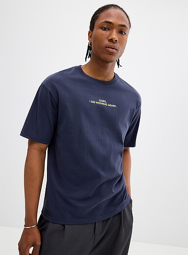 Djab Indigo/Dark Blue Citation print T-shirt <b>Oversized fit</b> for men