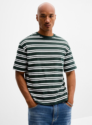 Le 31 Green Mixed club-stripe T-shirt <b>Comfort fit</b> for men
