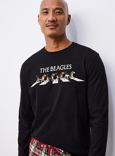 Le 31: Le t-shirt en jersey imprim&eacute; Noir pour homme