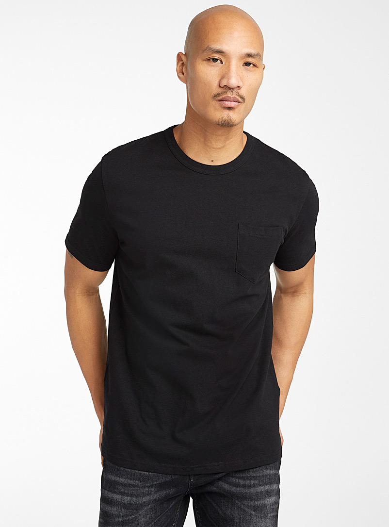 Le 31 Black Recycled cotton pocket T-shirt for men
