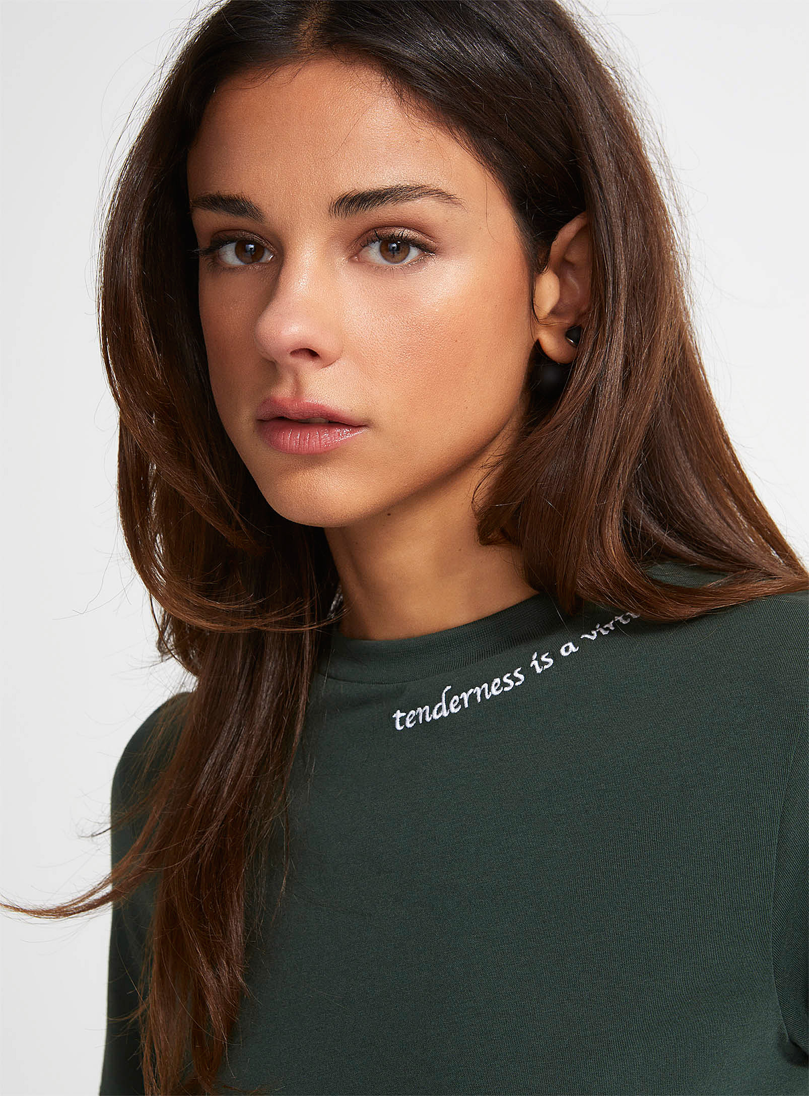 Icone Embroidered Pattern Organic Cotton Tee In Green