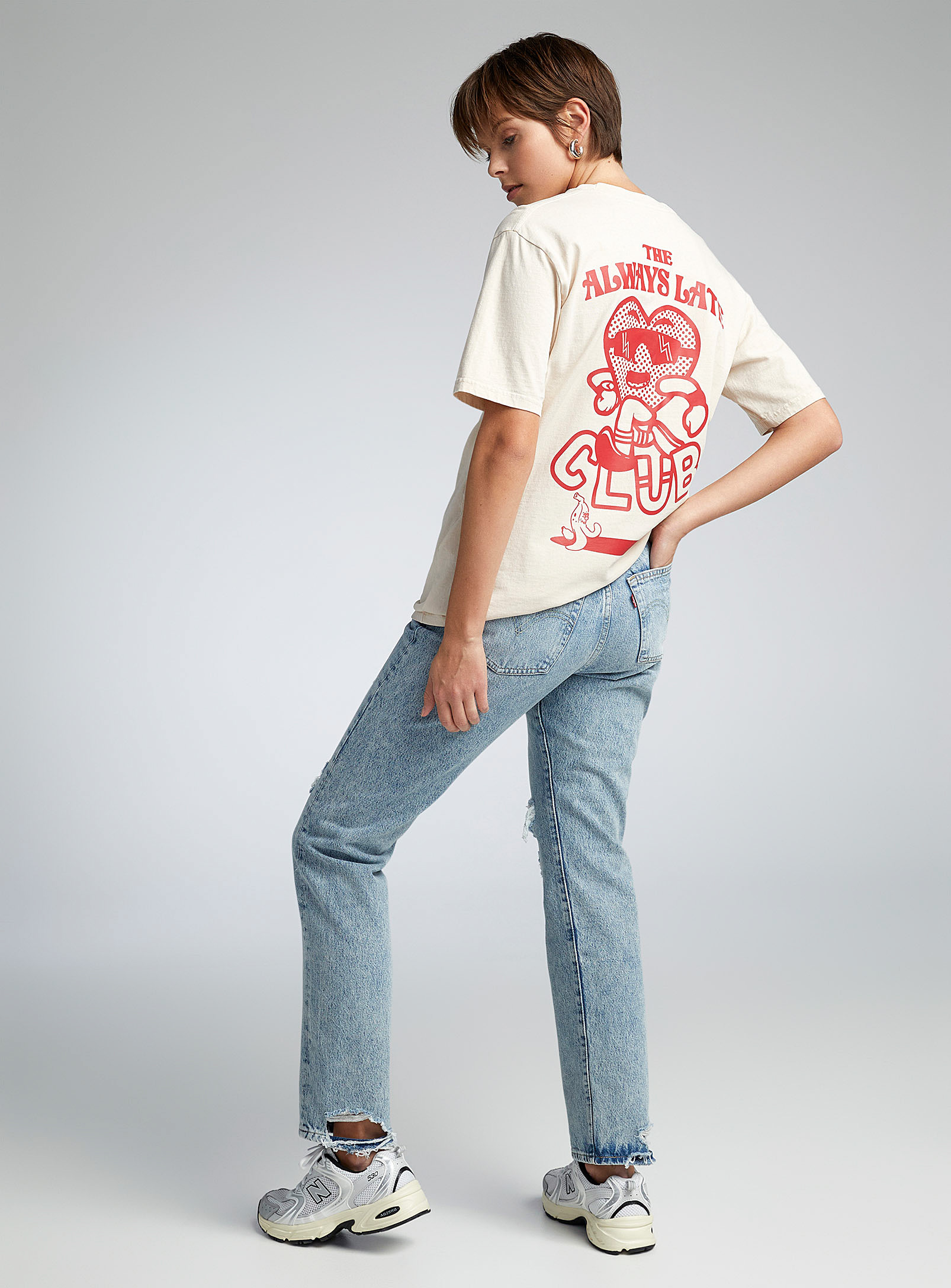 Twik Oversized Washed And Printed T-shirt In Tan