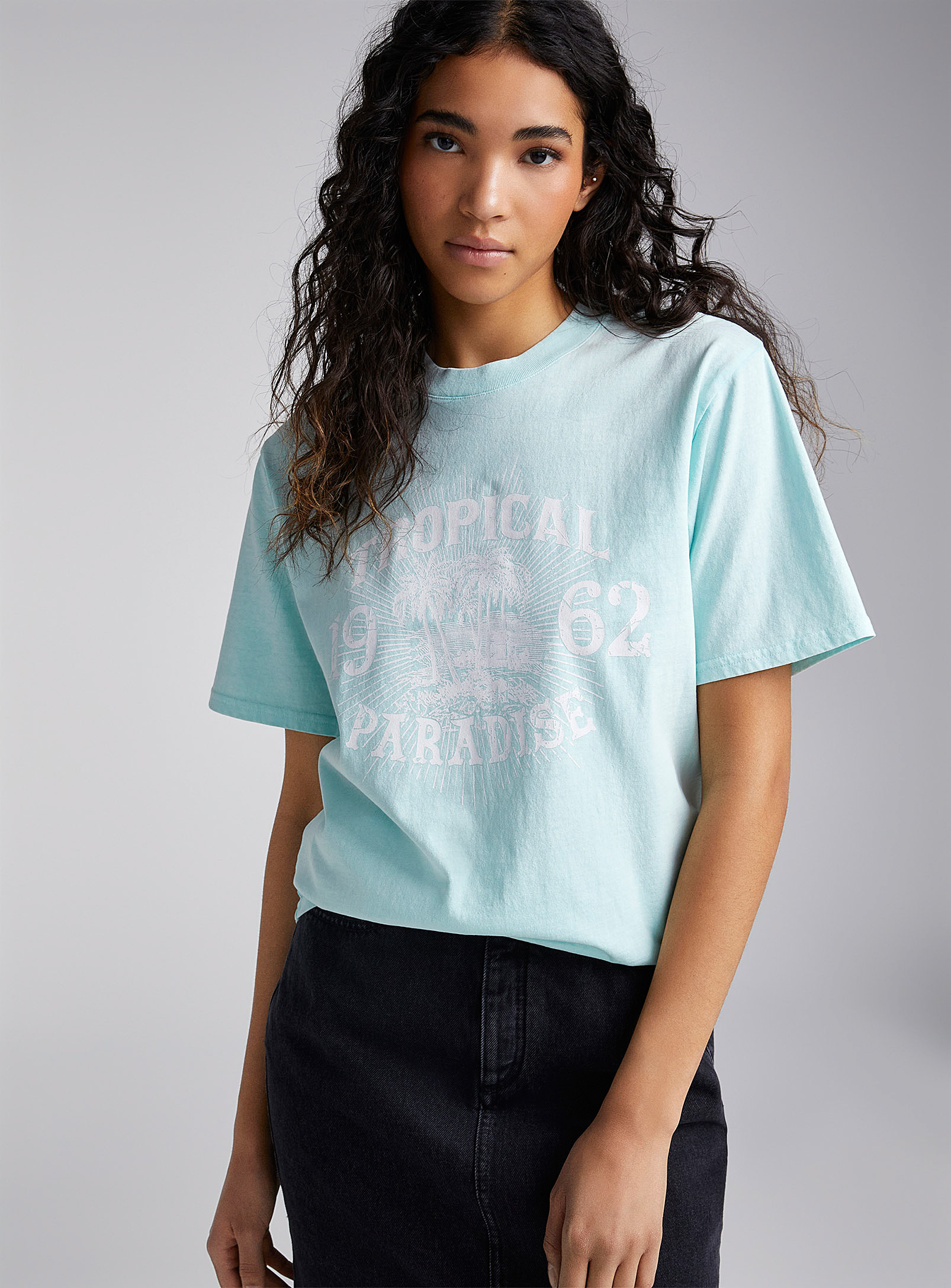 Twik Oversized Washed And Printed T-shirt In Slate Blue