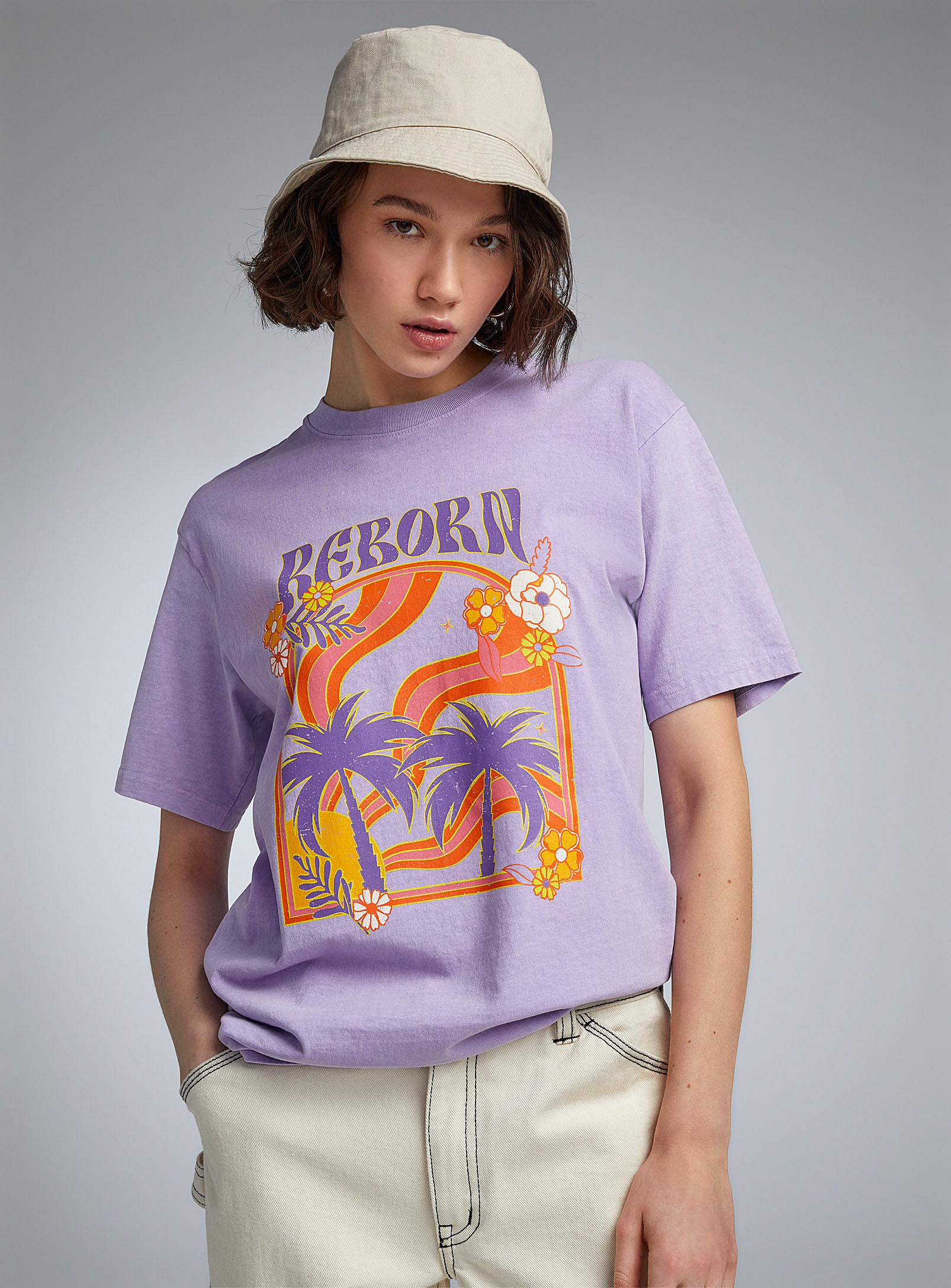 Twik Oversized Washed And Printed T-shirt In Grape/dark Crimson