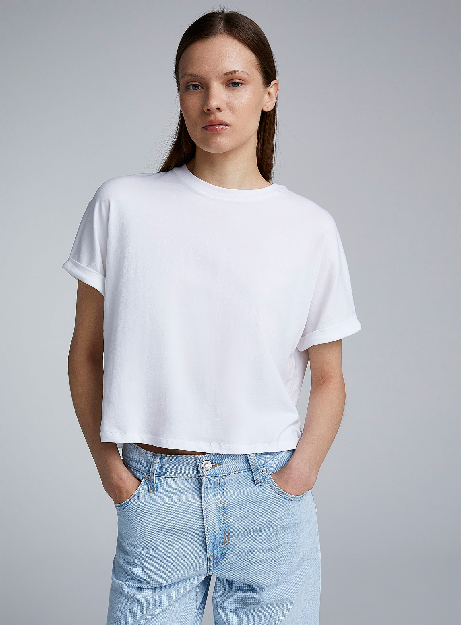 Twik Boxy Cuffed-sleeve T-shirt In Off White