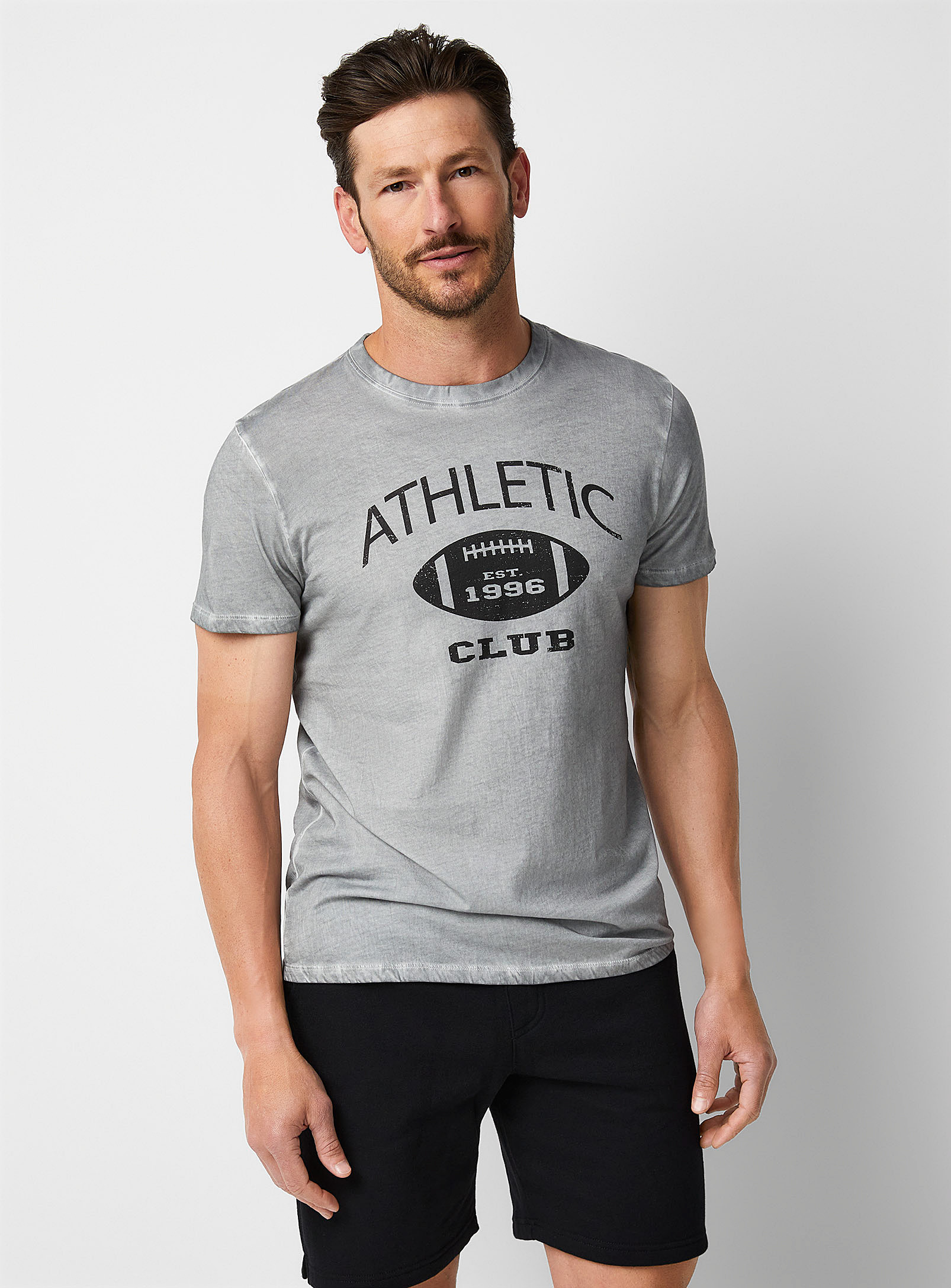 Le 31 Oil-washed Print T-shirt In Grey