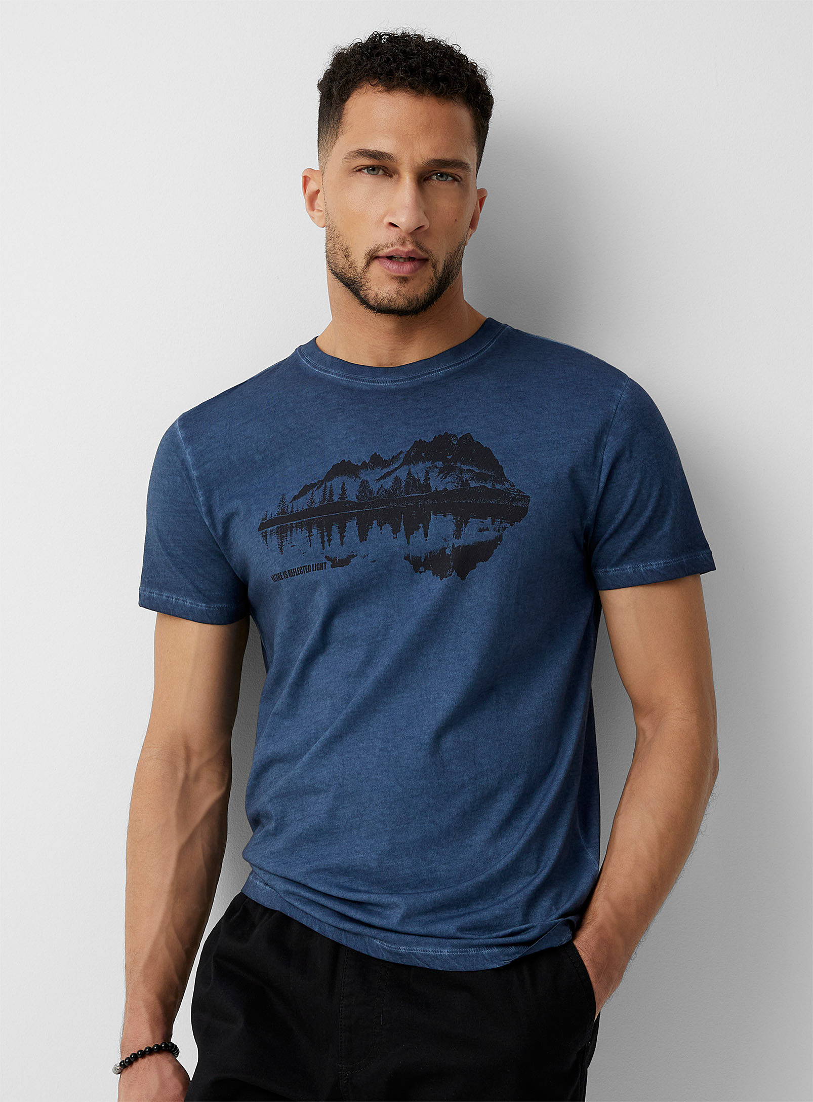 Le 31 Oil-washed Print T-shirt In Royal/sapphire Blue