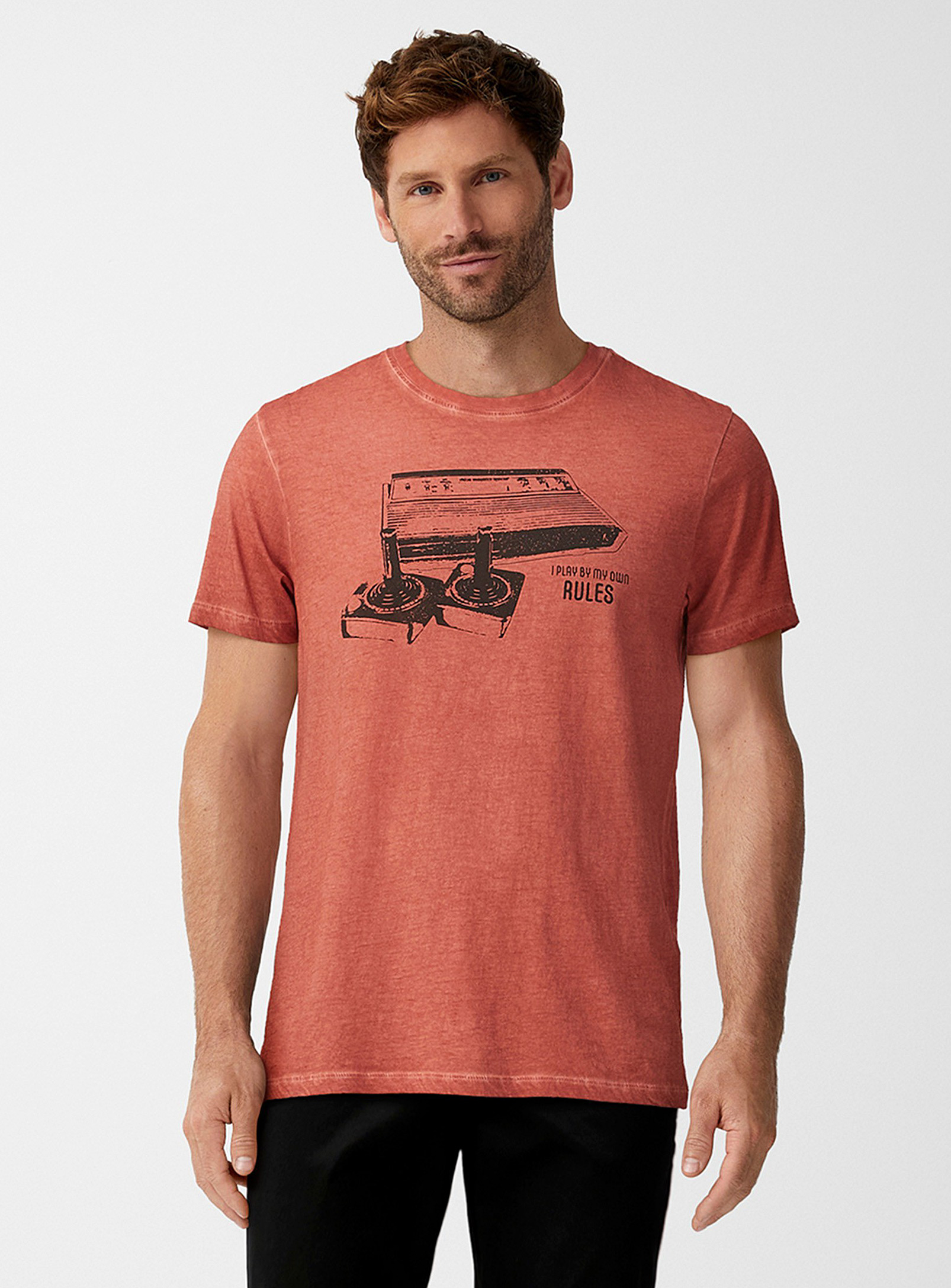 Le 31 Oil-washed Print T-shirt In Orange