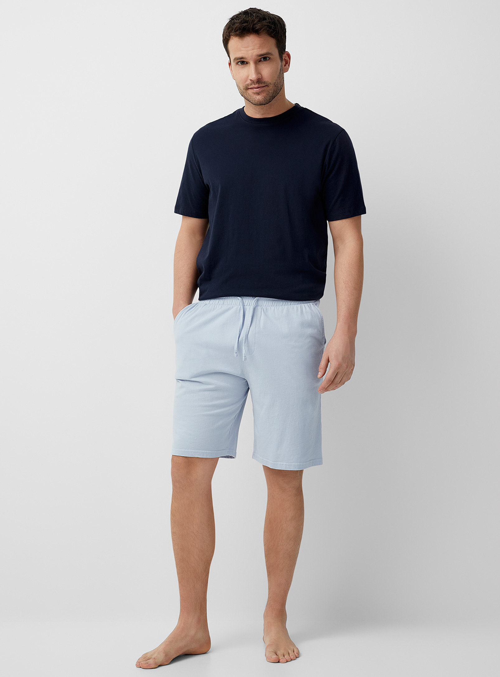 Le 31 Solid Organic Cotton Lounge Bermudas In Baby Blue