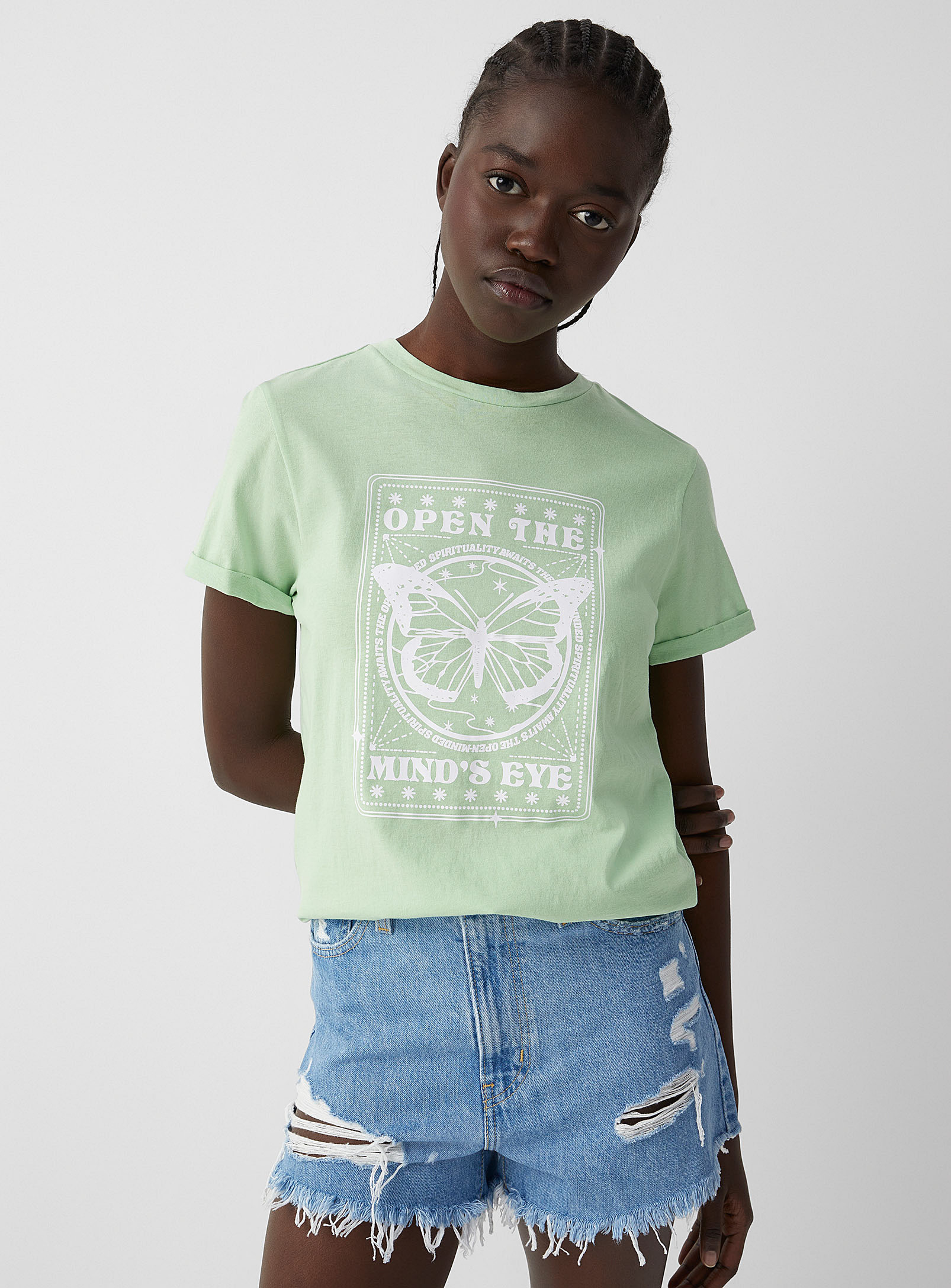 Twik Organic Cotton Crew-neck Printed T-shirt In Lime Green