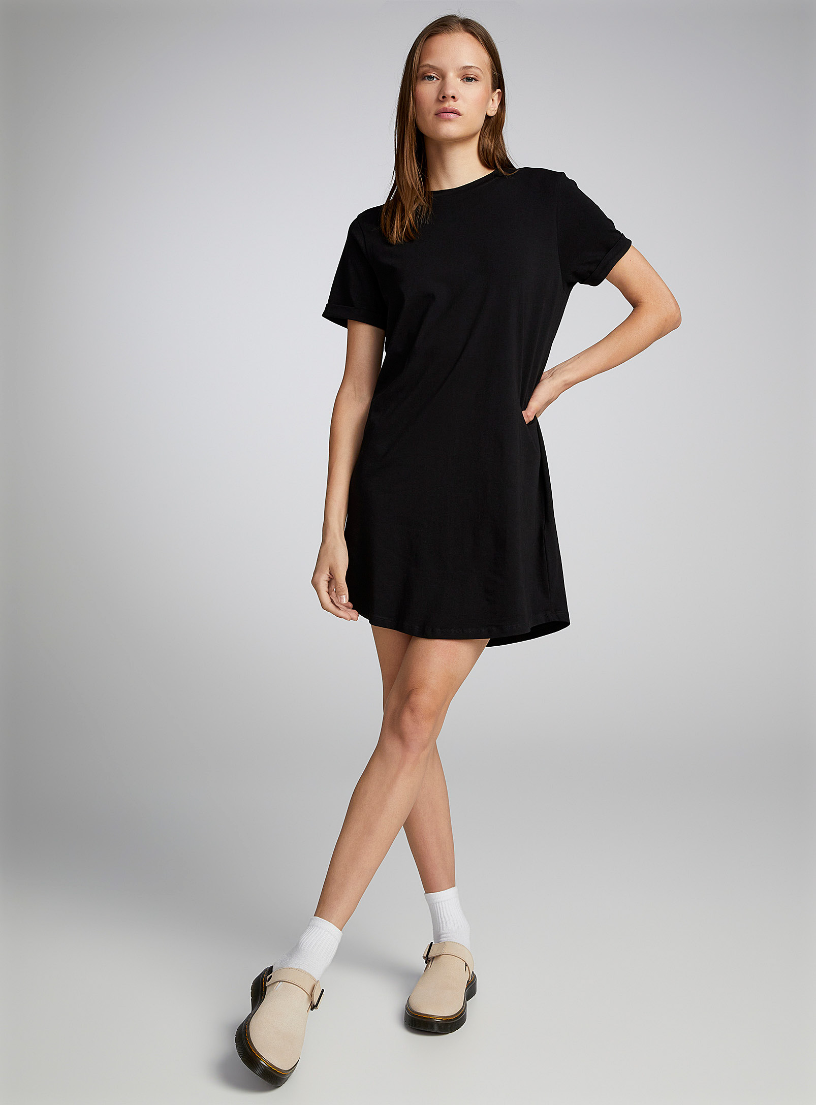 Twik Organic Cotton Straight-fit T-shirt Dress In Black