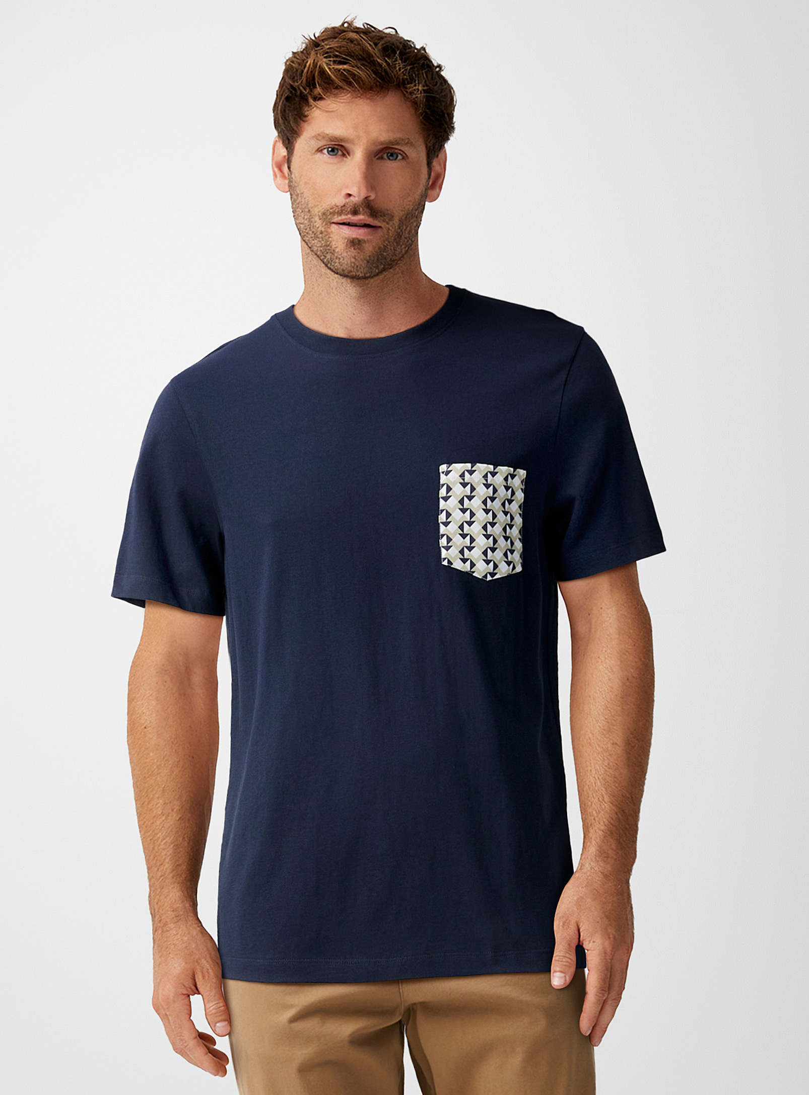 Le 31 Accent-pocket T-shirt In Marine Blue