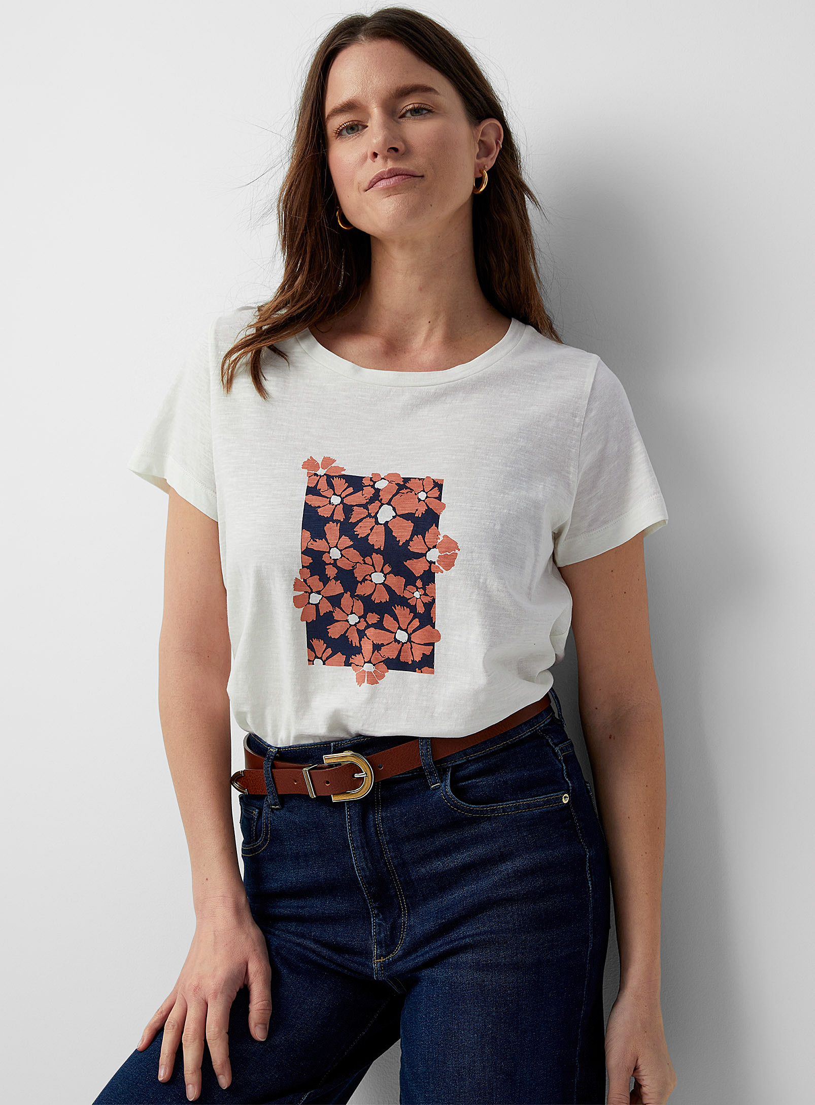 Contemporaine Artistic Print T-shirt In Pearly
