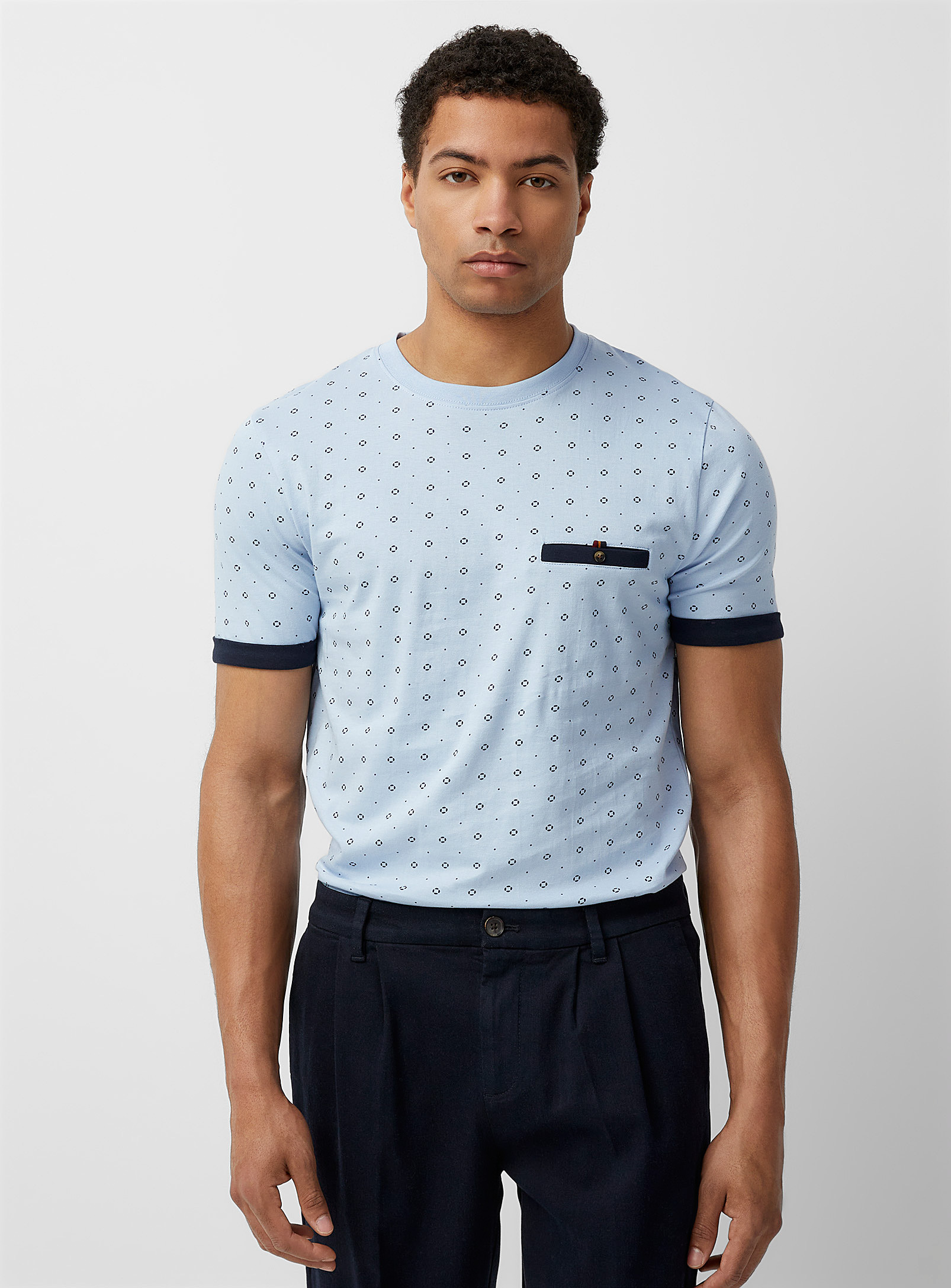 Le 31 Optical Pattern T-shirt In Baby Blue