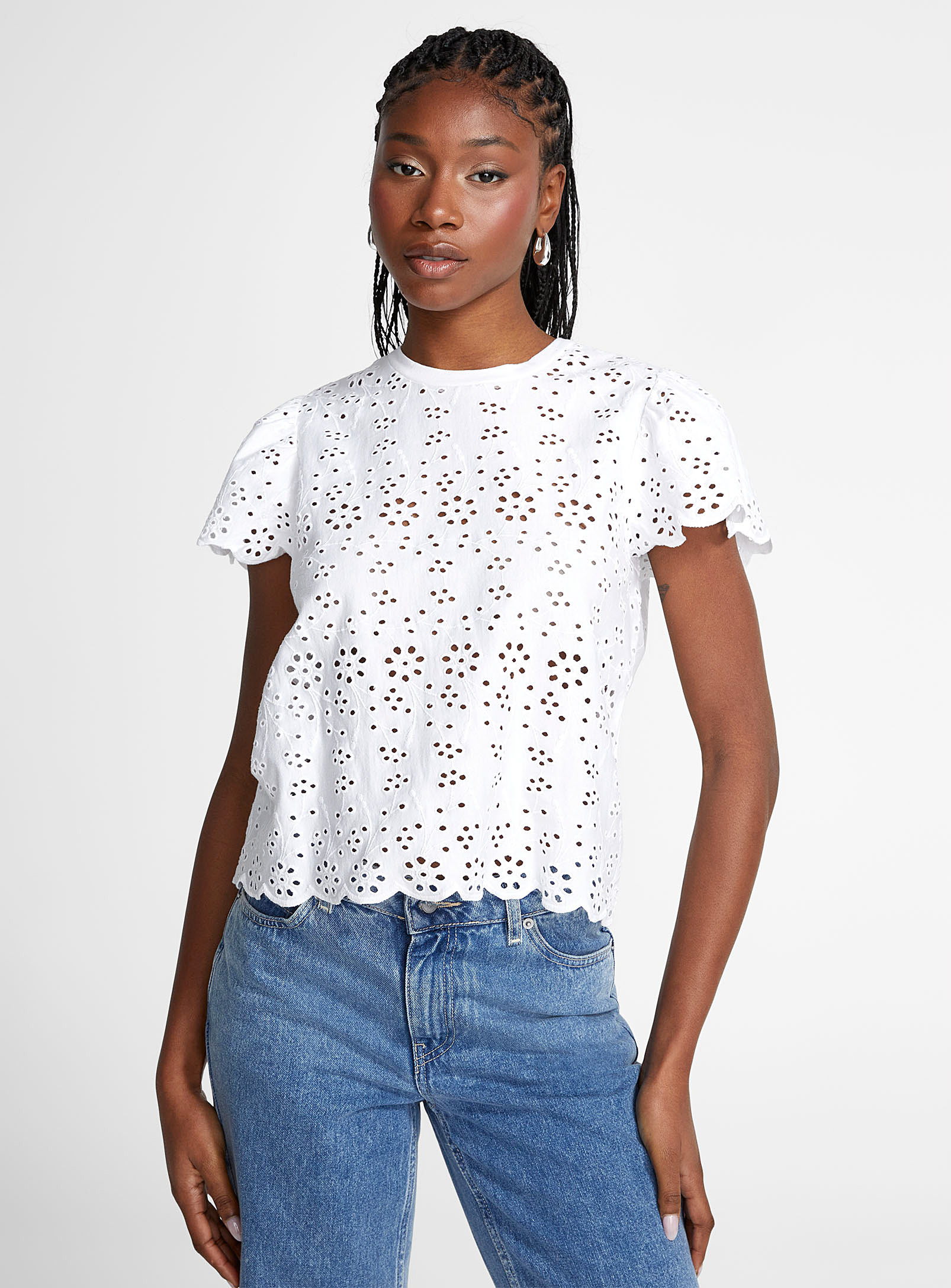 Icone Broderie Anglaise T-shirt In White