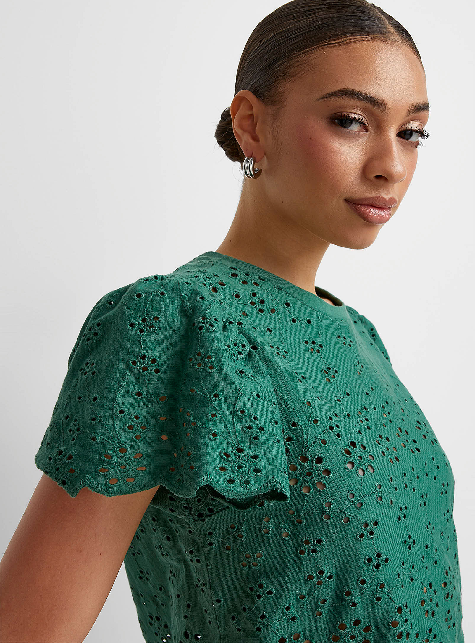 Icone Broderie Anglaise T-shirt In Green