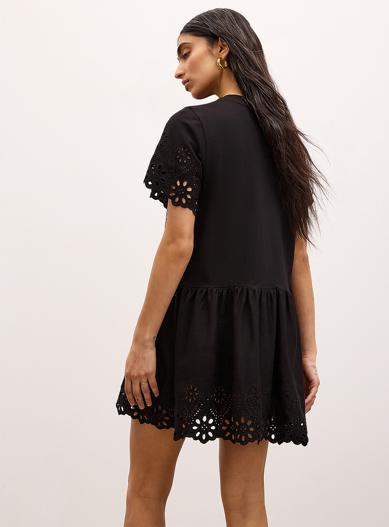 Organic cotton jersey and broderie anglaise minidress product image 3