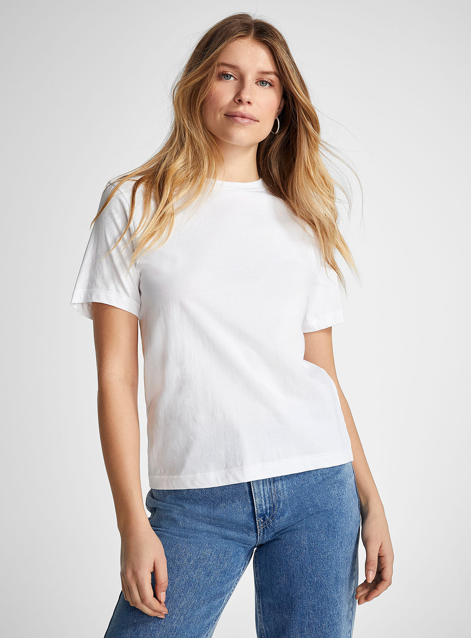 Icone 100% Organic Cotton Solid T-shirt In White