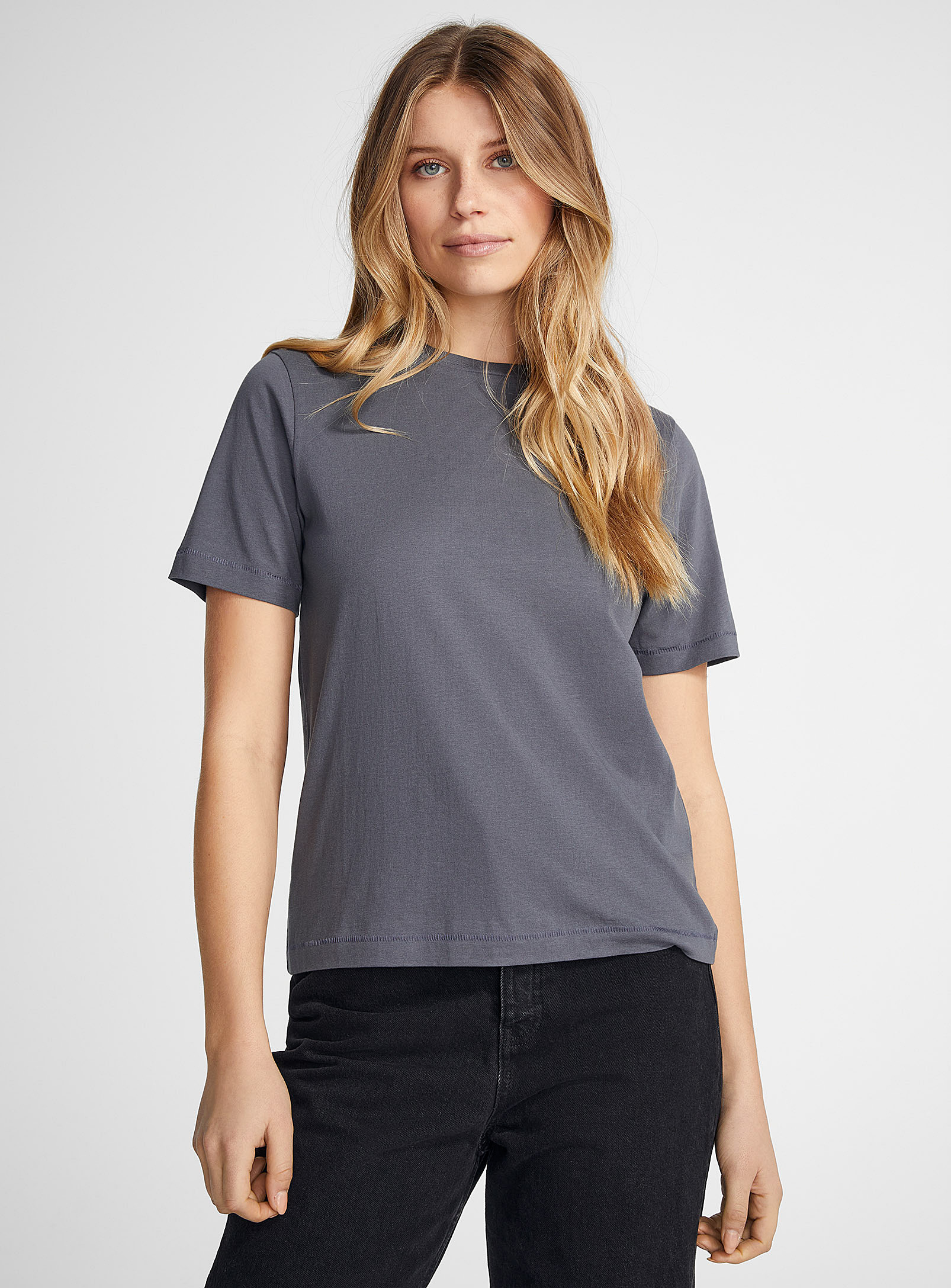 Icone 100% Organic Cotton Solid T-shirt In Oxford