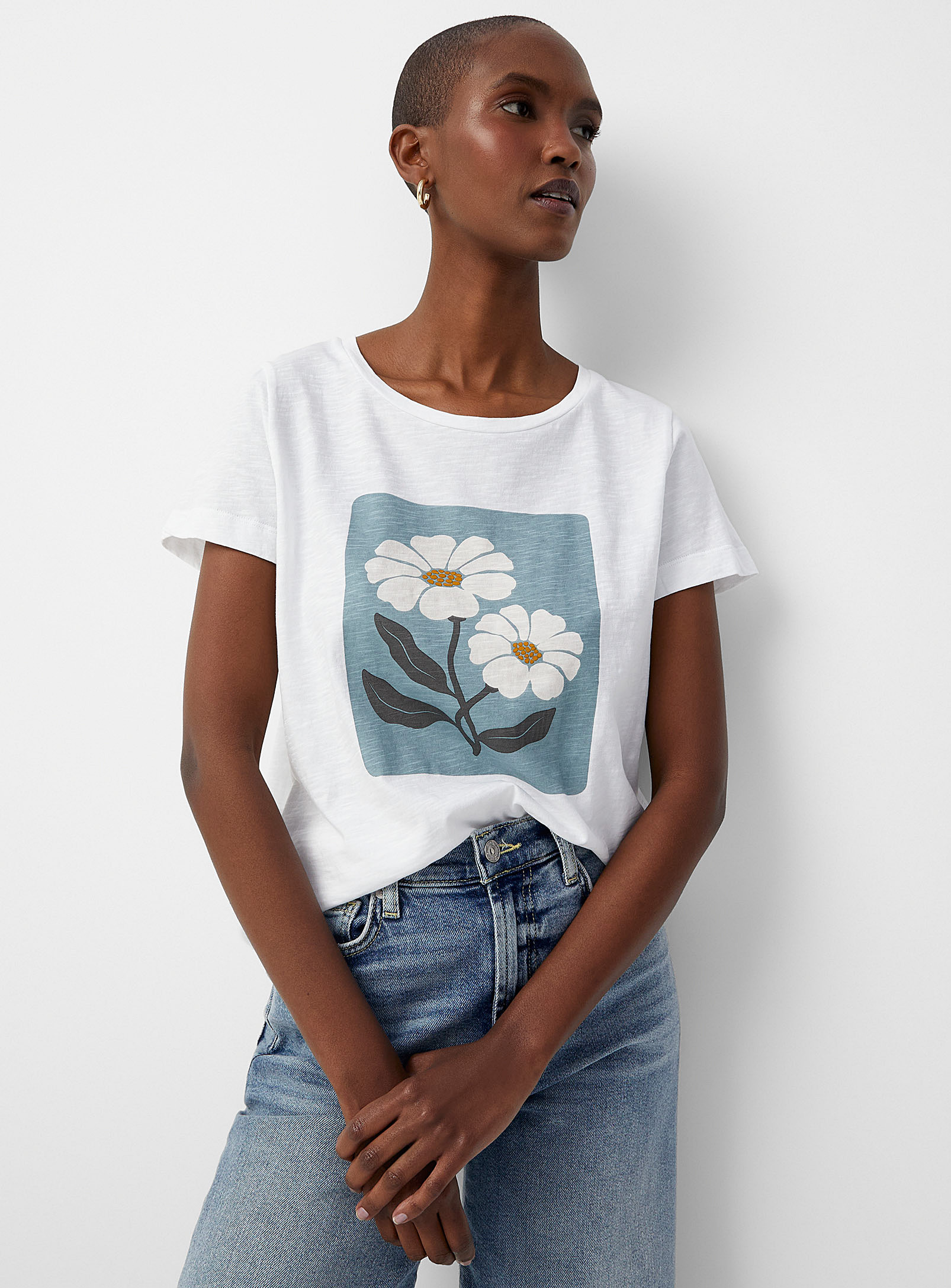 Contemporaine Print Organic Cotton T-shirt In White